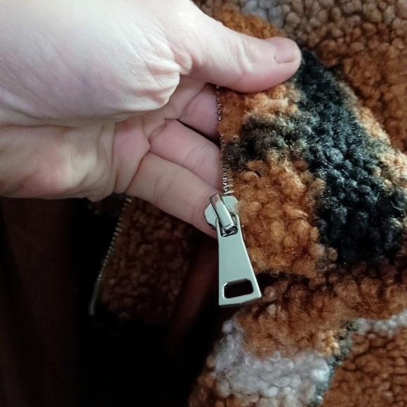 Stoosh Womens Teddy Plush Plaid Coat Jacket Size_Large - Picture 6 of 6